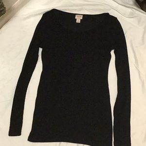 Black long sleeve slightly see though